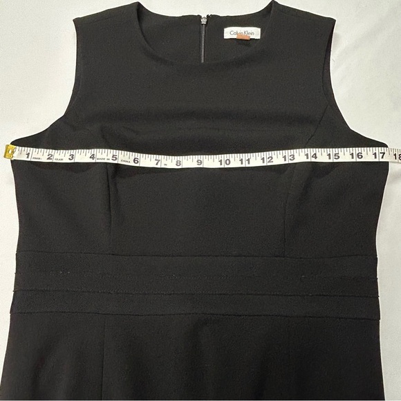 Calvin Klein Midi Dress Womens Size 10 Round Neck Sleeveless Sheer Ruffle Black - Picture 10 of 12